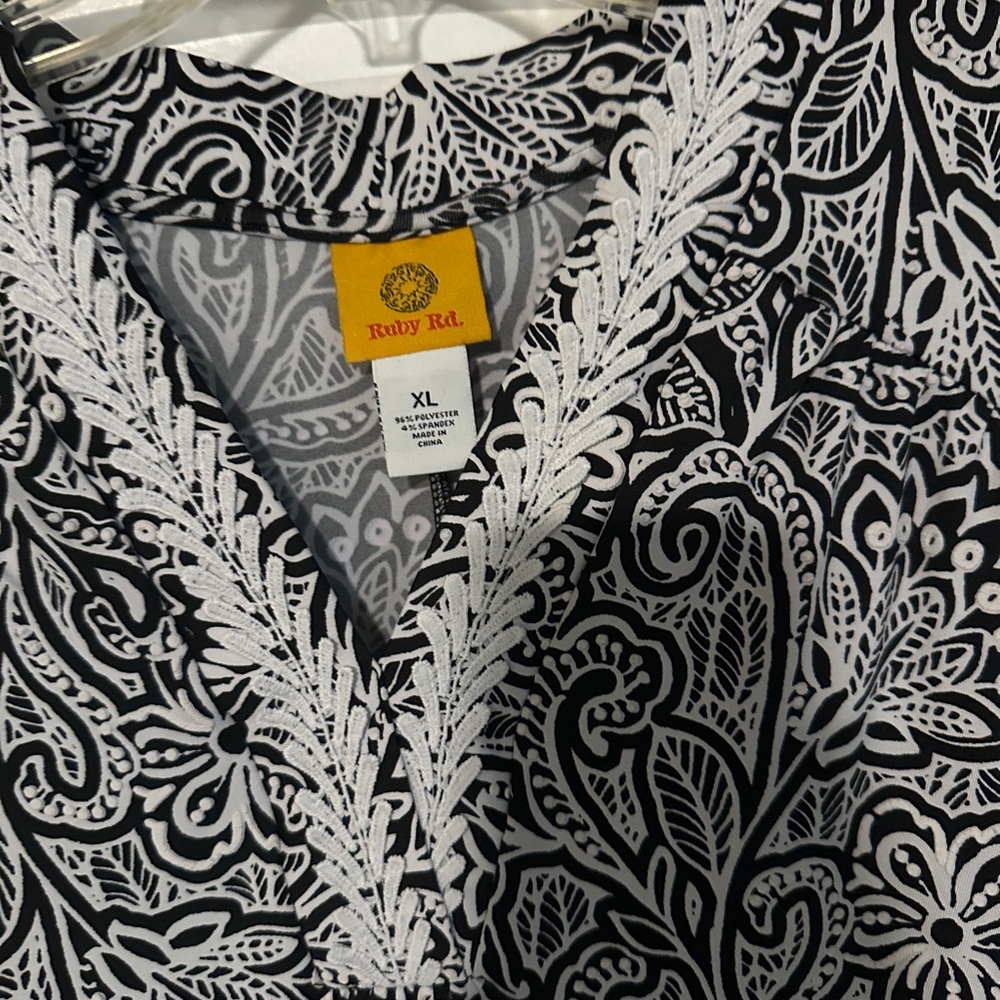 Ruby Rd. Black and White Paisley High Low Dress - Picture 2 of 3
